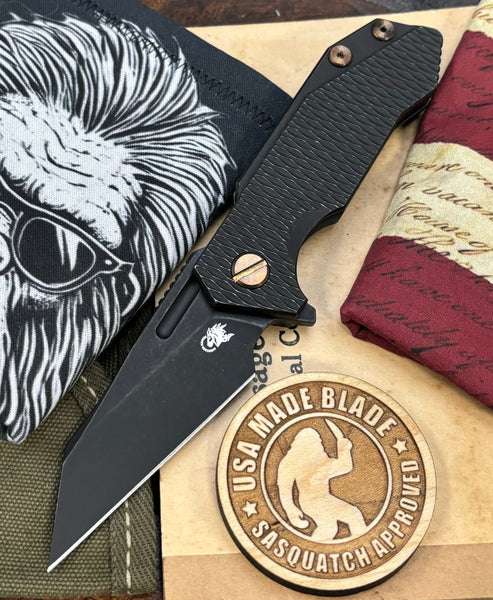 Wharnie Hinderer Half Track Gen 2 Full Ti Battle Black Handles with Battle Black Magnacut Blade Bronzed Out HW