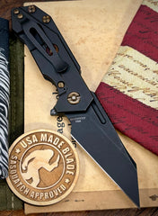 Wharnie Hinderer Half Track Gen 2 Full Ti Battle Black Handles with Battle Black Magnacut Blade Bronzed Out HW - USA MB