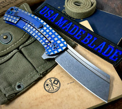 Blue Polished Flats Frag Mill Nicholas Nichols Dreadnought Folder Full Ti (Magnacut) Blue Ti Hardware