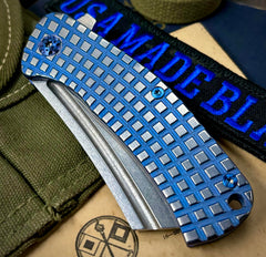 Blue Polished Flats Frag Mill Nicholas Nichols Dreadnought Folder Full Ti (Magnacut) Blue Ti Hardware