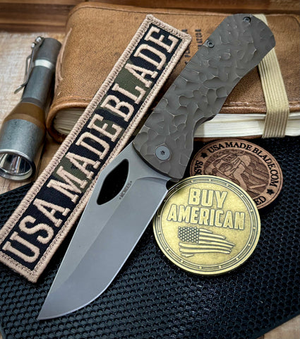 McNees Knives Little Dixon Atomic Bronze Rock Mill Ti with 3.25" Magnacut Stonewashed Blade and Stonewashed Ti Hardware