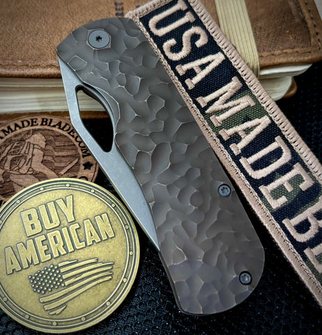 McNees Knives Little Dixon Atomic Bronze Rock Mill Ti with 3.25" Magnacut Stonewashed Blade and Stonewashed Ti Hardware