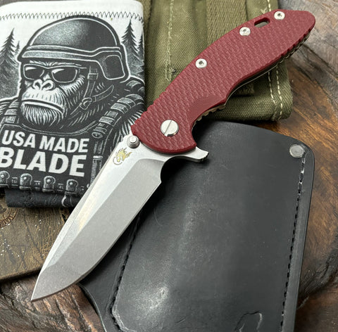 Hinderer XM-18 3.5 Spanto Bronze Ti Red G10 Stonewashed 20CV Blade