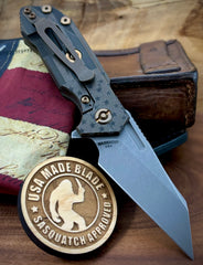 Battle Stars & Stripes Bronzed Out Wharnie Hinderer Half Track Gen 2 Black G10 Anodized Working Finish Ti with Working Finish Magnacut Blade and Bronzed Out HW