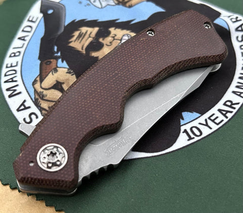 Wilmont Knives Mini PRSA Burgundy antique Micarta Ti Framelock Ti Hardware S35VN Blade - USA MB