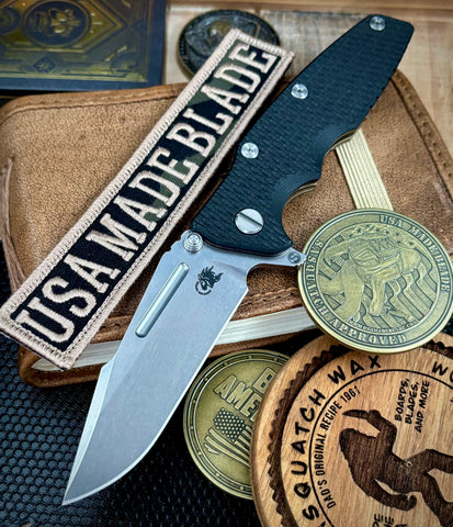 Hinderer Eklipse 3.5" Skinny Fullered Harpoon Spearpoint Black G10 Bronze Ti Stonewashed Magnacut Blade - USA MB