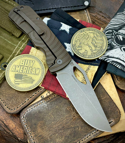 McNees Knives Dixon Full Ti Atomic Bronze Shockwave Ti with 3.75" Magnacut Stonewashed Blade and Stonewashed Hardware - USA MB