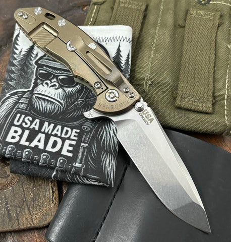 Hinderer XM-18 3.5 Spanto Bronze Ti Trannslucent Green G10 Stonewashed 20CV Blade