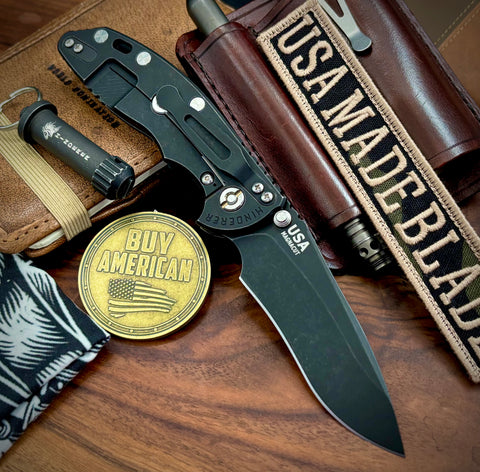 Hinderer XM-18 3.5" Recurve Non-flipper Black G10 Battle Black Ti Battle Black Magnacut Blade