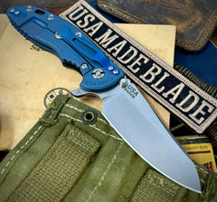 Hinderer XM-18 3.5 Sheepsfoot Battle Blue Ti Black G10 Stonewashed S45VN