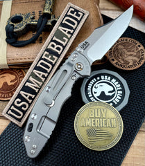 Hinderer XM-18 3.5 Non Flipper Bowie Bead Blast Ti Blue/Black G10 Stonewashed Magnacut Blade