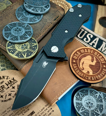 Battle Black Hinderer Half Track Harpoon Spanto Gen 2 Black G10 Battle Black Ti and Magnacut Blade - USA MB