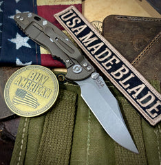 Hinderer XM-18 3.0" Bowie Non-Flipper OD Black G10 Battle Bronze Ti with Working Finish 20CV Blade - USA MB