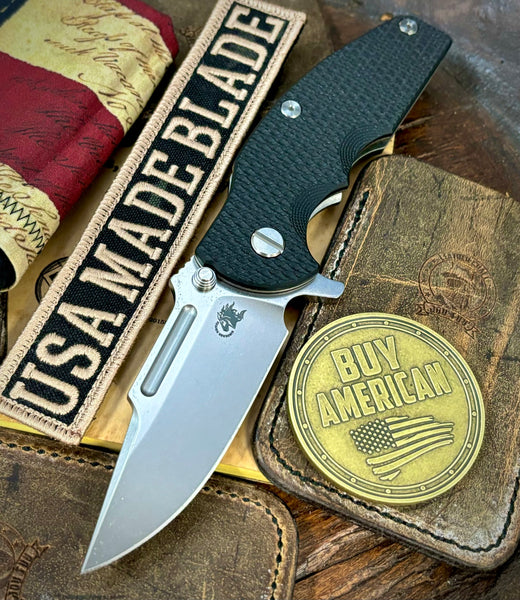 Hinderer Jurassic Clip Point Black G10 Stonewashed Ti Magnacut Stonewashed Blade