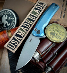 ZT0044BLU Sprint Run Full Ti Button Lock Flipper Stonewashed CPM-S90V Blade from Zero Tolerance Knives - USA MB