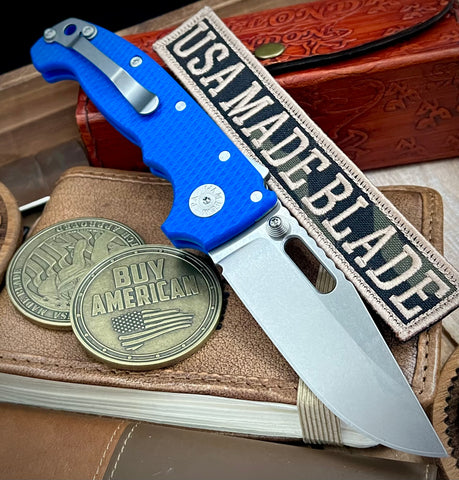 Demko Knives AD20 Slim Clip Point Blue #1 G10 in Magnacut - USA MB