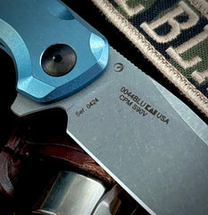 ZT0044BLU Sprint Run Full Ti Button Lock Flipper Stonewashed CPM-S90V Blade from Zero Tolerance Knives - USA MB