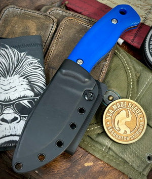 Defiant-7 Bullie with Bohler K110 Steel and Blue G10 Handles - USA MB