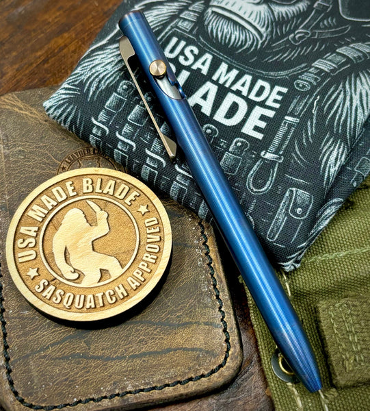 Blue Polished Bronze Tactile Turn Slim Titanium Bolt Action Pen Short 5.1