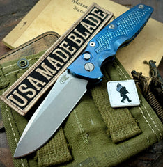 Hinderer Eklipse 3.5" Auto Spearpoint Blue Anodized Ti Stonewashed S45VN Blade