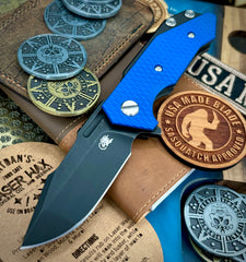 Battle Black Hinderer Half Track Harpoon Spanto Gen 2 Blue G10 Battle Black Ti and Magnacut Blade