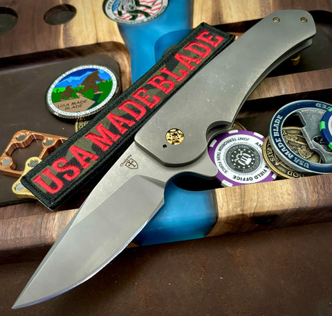 Chelette Custom Knives Boaz XL Full Ti Chisel Ground S35VN Blade Bronze Ti Hardware