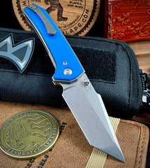 Bober Blades 5th Element heavy liner lock with Blue G10, Ti Liners, and Magnacut Blade