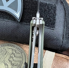 Bober Blades 5th Element heavy liner lock with OD Green G10, Ti Liners, and Magnacut Blade