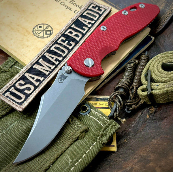 Hinderer XM-18 3.5 Non Flipper Bowie Working Finish Ti Red G10 Working Finish S45VN Blade