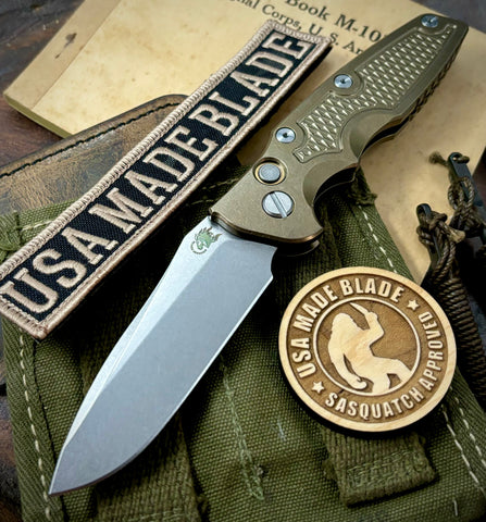 Hinderer Eklipse 3.5" Auto Spearpoint Bronze Anodized Ti Stonewashed S45VN Blade