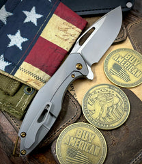 Koenig Arius Flipper Plain Ti Burnished Blade with Polished Flats M390 and Bronze Ti Hardware AR11111331 - USA MB