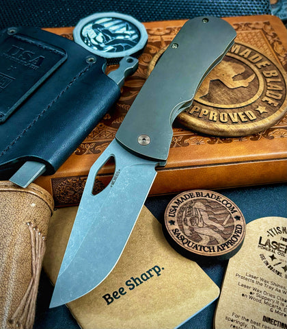 McNees Knives Dixon Full Ti Bronze Atomic Finish with 3.75" Magnacut Blade Bronze Ti HW - USA MB