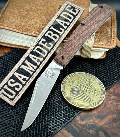 White River Knives Trailhead Trapper Slip Joint with S35VN Steel and Natural Burlap Micarta Handles