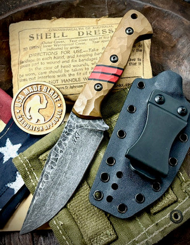 Neely Knife & Tool Scout with Brown G10 , Red Liners, Custom Kydex Sheath, and 1095 Blade