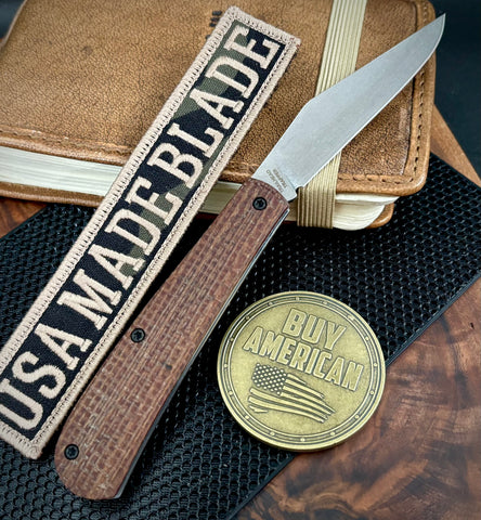 White River Knives Trailhead Trapper Slip Joint with S35VN Steel and Natural Burlap Micarta Handles