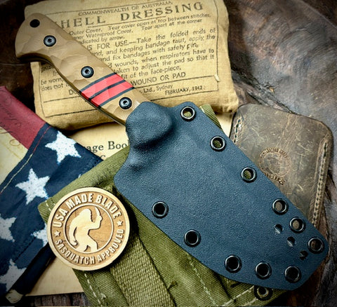 Neely Knife & Tool Scout with Brown G10 , Red Liners, Custom Kydex Sheath, and 1095 Blade
