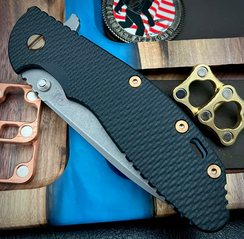 Hinderer XM-24 Spearpoint Black G10 Battle Blue Ti with S45VN Working Finish Blade and Bronzed Out Hardware