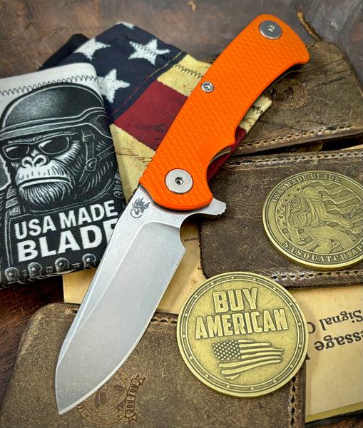 Project X Sheepsfoot  Orange G10 Bronze Ti with Stonewashed Magnacut Blade