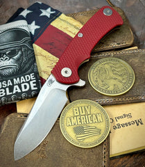 Project X Sheepsfoot Red G10 Bronze Ti with Stonewashed Magnacut Blade