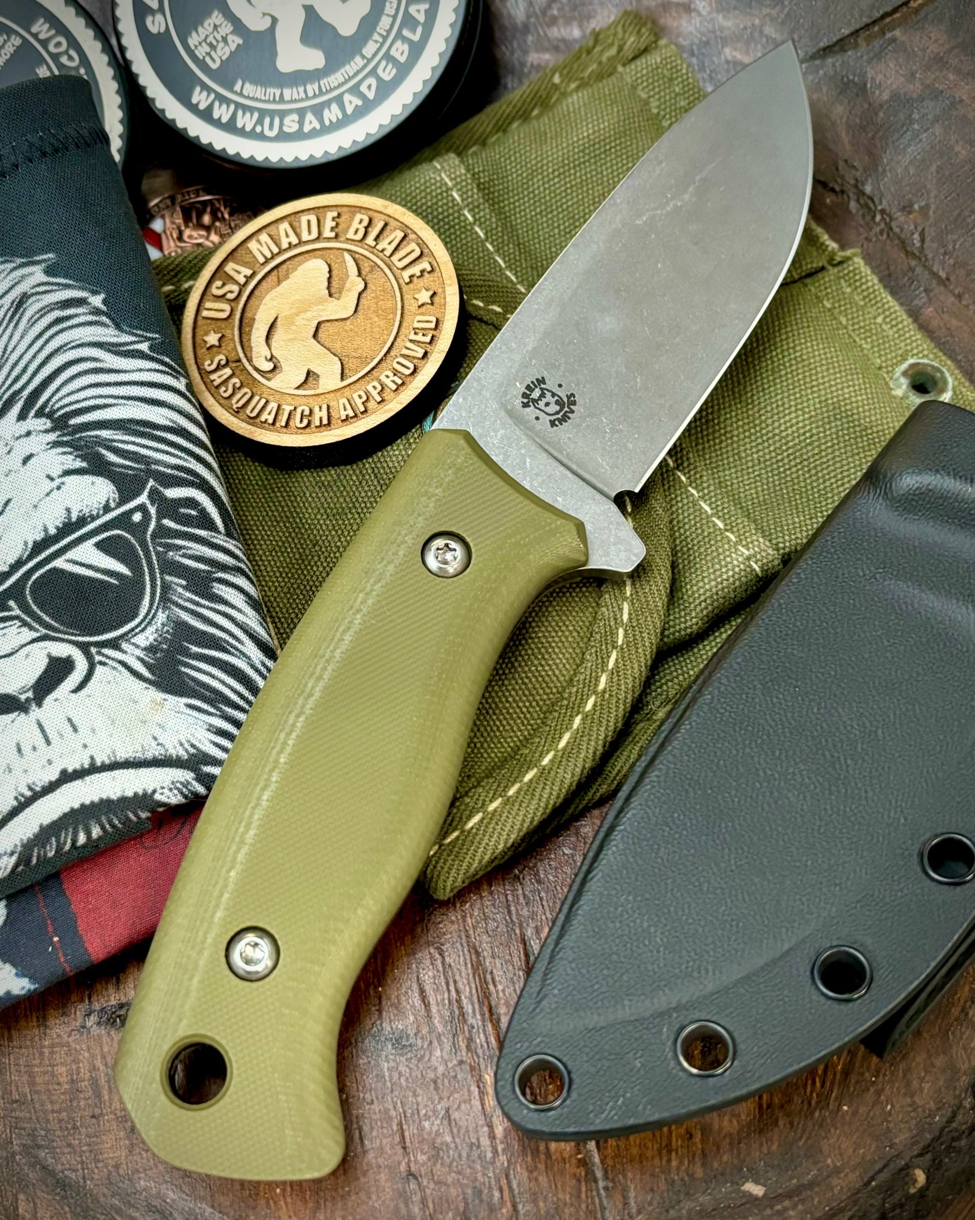 Defiant-7 Bullie with Bohler K110 Steel and OD Green G10 Handles - USA MB