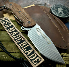 Freeman 4" Gen II Fixed Blade with Magnacut Steel Blade and Brown Burlap Micarta - USA MB