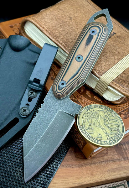 Shed Knives U.S. Tanto with Coyote/Black G10 Handles and 154-CM Steel