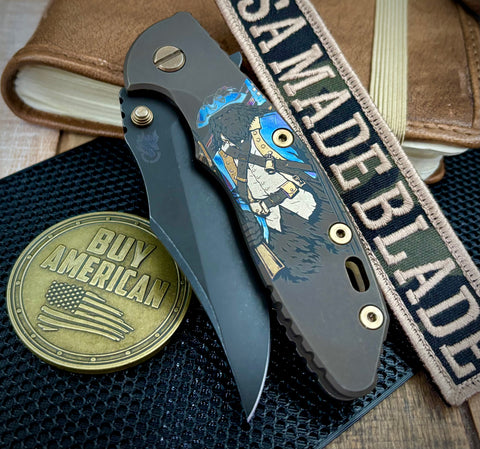 Colonial Squatch Vintage Hinderer XM-18 3.5 Bowie Full Ti with Parkerized 1095 Steel