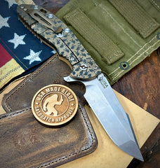 Chaos Squatch Hinderer XM-24 Harpoon Spanto Coyote G10 Bronze Ti and S45VN Stonewashed Blade