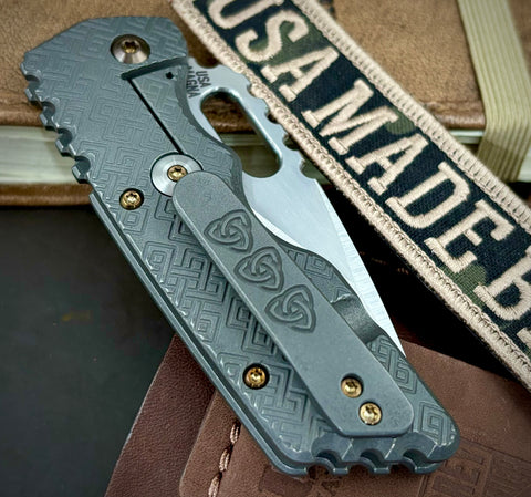 A2D Mark 2 Medium Satin Hiatsu-Rising Grind Magnacut Blade Celtic Knot Ti on Washers