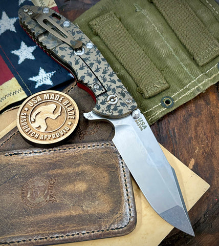 Chaos Squatch Hinderer XM-24 Harpoon Spanto Red G10 Bronze Ti and S45VN Stonewashed Blade