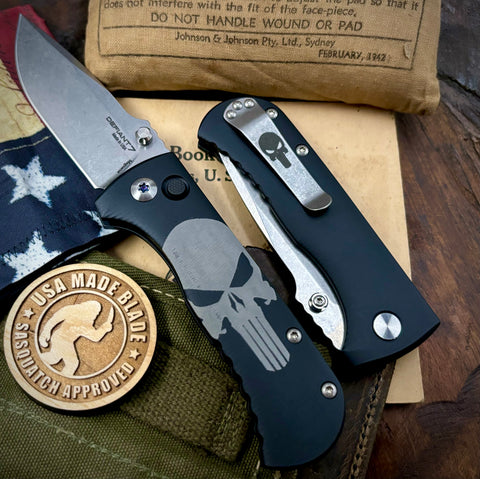 Defiant-7 Talos Button Lock Castle Edition with Magnacut Blade and Black Hardcoat Anodized Aluminum Handles