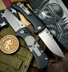 Defiant-7 Talos Button Lock Castle Edition with Magnacut Blade and Black Hardcoat Anodized Aluminum Handles