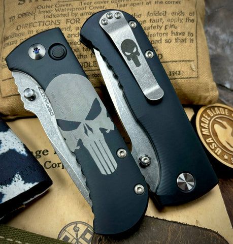Defiant-7 Talos Button Lock Castle Edition with Magnacut Blade and Black Hardcoat Anodized Aluminum Handles
