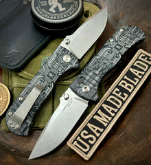 Defiant-7 Talos Button Lock Sasquatch Circuit with Magnacut Blade and Black Hardcoat Anodized Aluminum Handles - USA MB